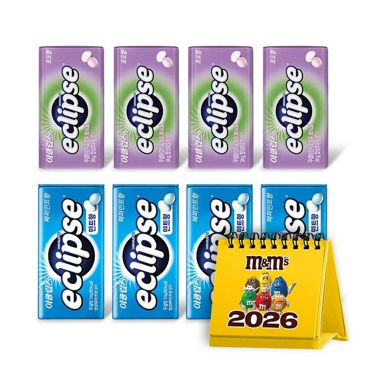 [08281] 이클립스 캔디 인기맛, 페퍼민트 4개 + 포도 4개, 1팩