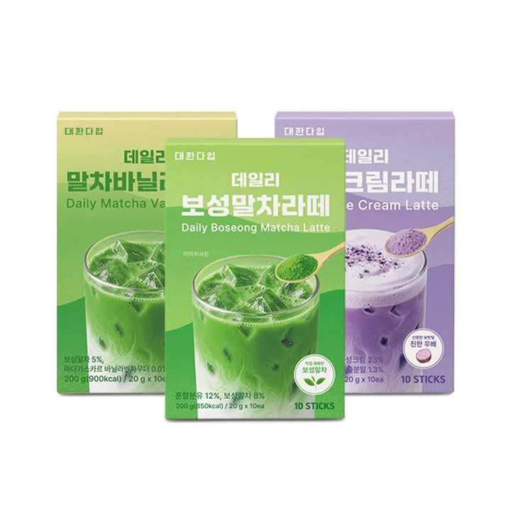 [08530] 대한다업 데일리 라떼 3종, 보성 말차, 10개입, 1개 + 말차 바닐라, 10개입, 1개 + 우베크림, 10개입, 1개