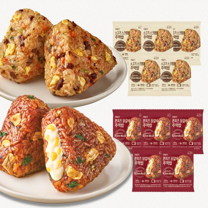 [08696] 애슐리 주먹밥 2종세트, 콘치즈닭갈비 + 소고기스크램블, 100g, 10개, 1세트