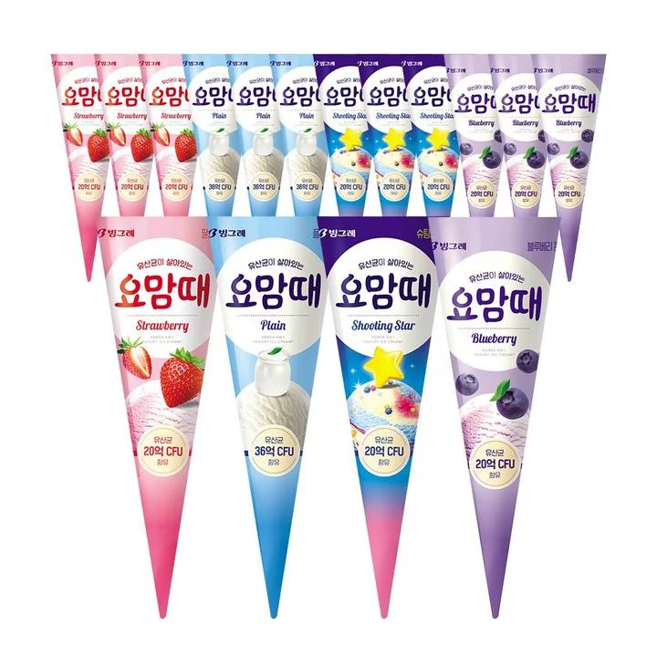 [08717] 빙그레 요맘때 콘 아이스크림 4종 혼합, 12개, 1세트