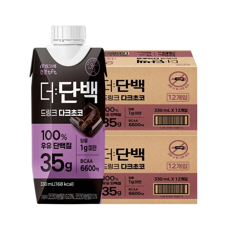 [08727] 빙그레 더단백 드링크 다크초코, 330ml, 24팩