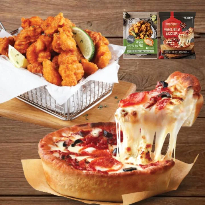[08741] 애슐리 오리지널 통살 치킨, 500g, 1개 + 시카고 딥디쉬 피자, 406g, 1개