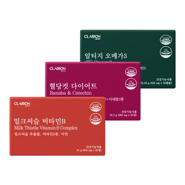 [08803] 클라리온 야식러 안심템 3종 세트 (혈당컷 다이어트 + 밀크씨슬 + 오메가3), 90정, 1개