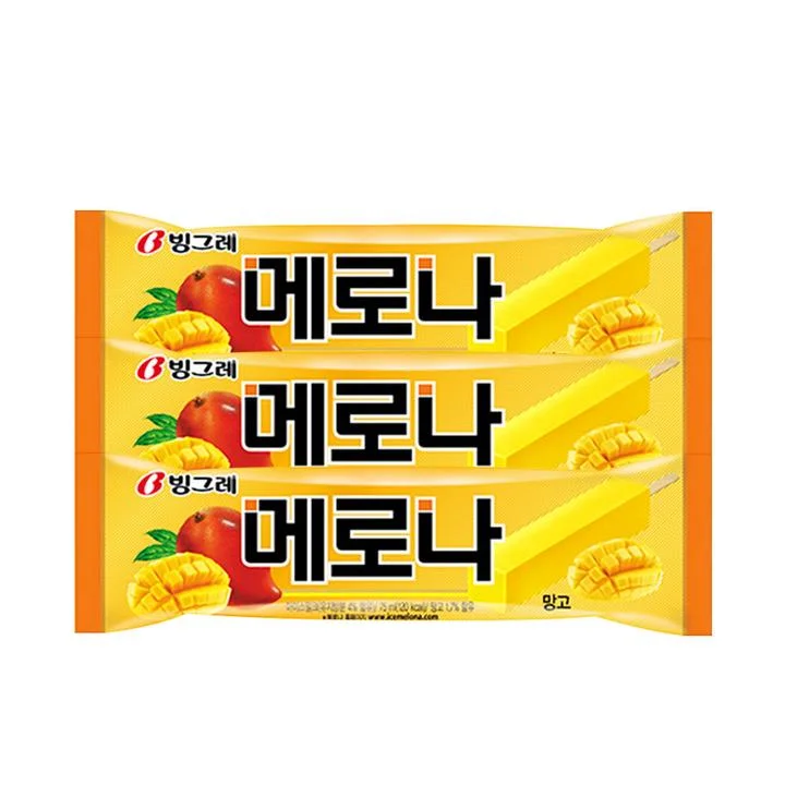 [08838] 빙그레 메로나 망고 바 아이스크림, 75ml, 30개