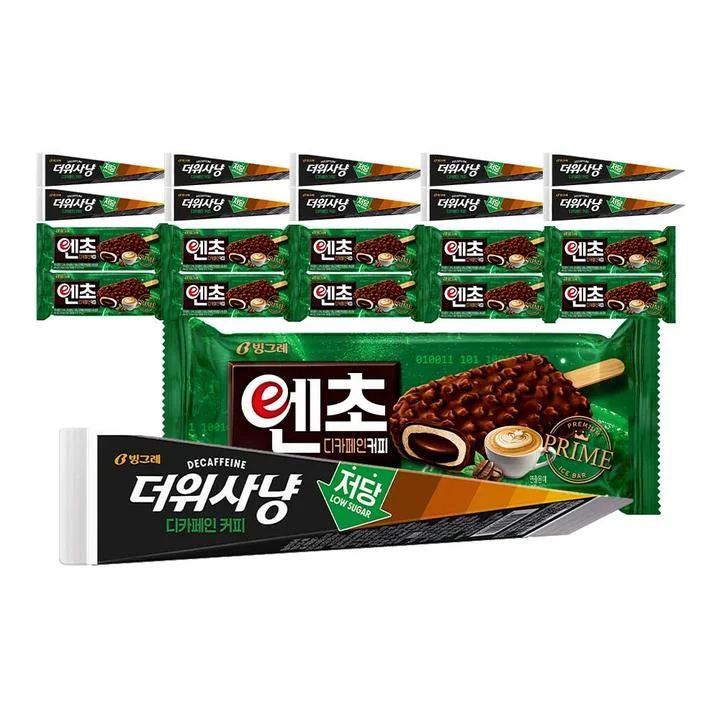 [08852] 빙그레 엔초 디카페인 10개 + 더위사냥 저당 디카페인 10개, 85ml, 1세트