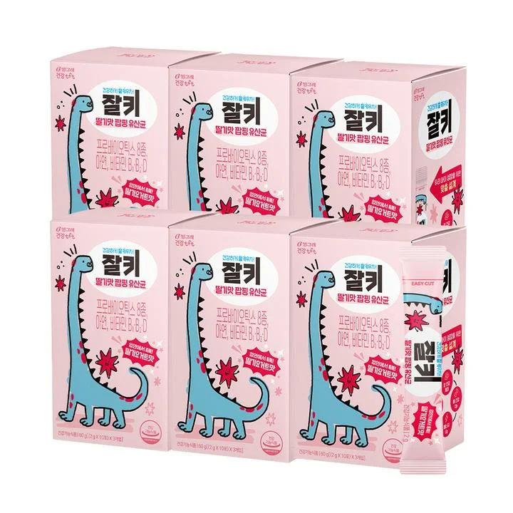 [08881] 빙그레 잘키 딸기맛 팝핑 유산균, 30포, 6박스