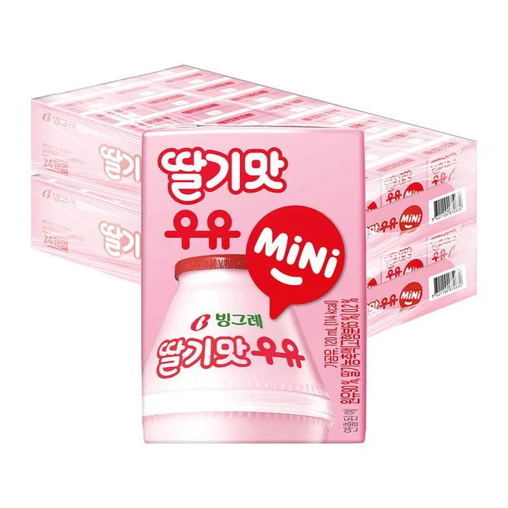 [08888] 빙그레 딸기맛 우유 미니, 멸균우유, 딸기맛, 120ml, 48팩