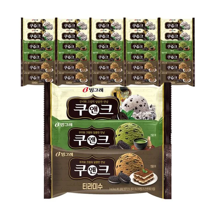 [08937] 빙그레 쿠앤크 혼합, 쿠앤크 10개 + 말차 10개 + 티라미수 10개, 1세트