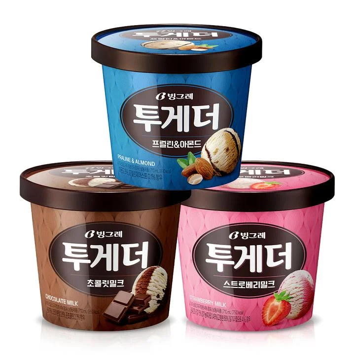 [08969] 빙그레 투게더, 프럴린 1개 + 스트로베리 1개 + 초콜릿 1개, 1세트