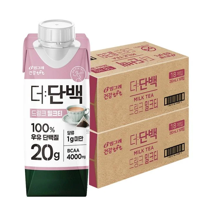 [08982] 빙그레 더단백 드링크 밀크티, 250ml, 36개