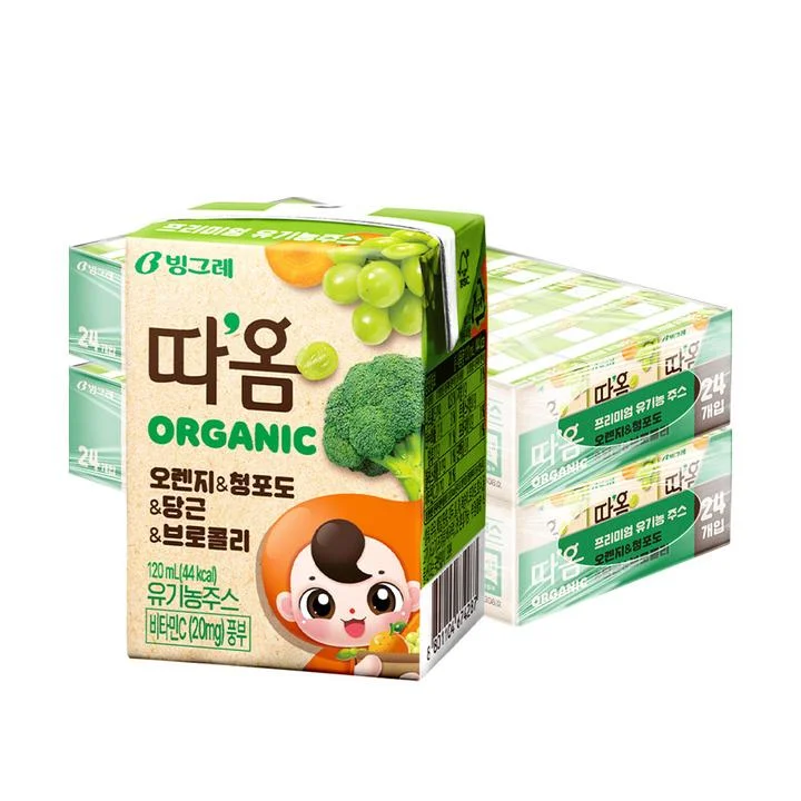 [08996] 빙그레 따옴 유기농주스 오렌지, 120ml, 48팩, 1세트