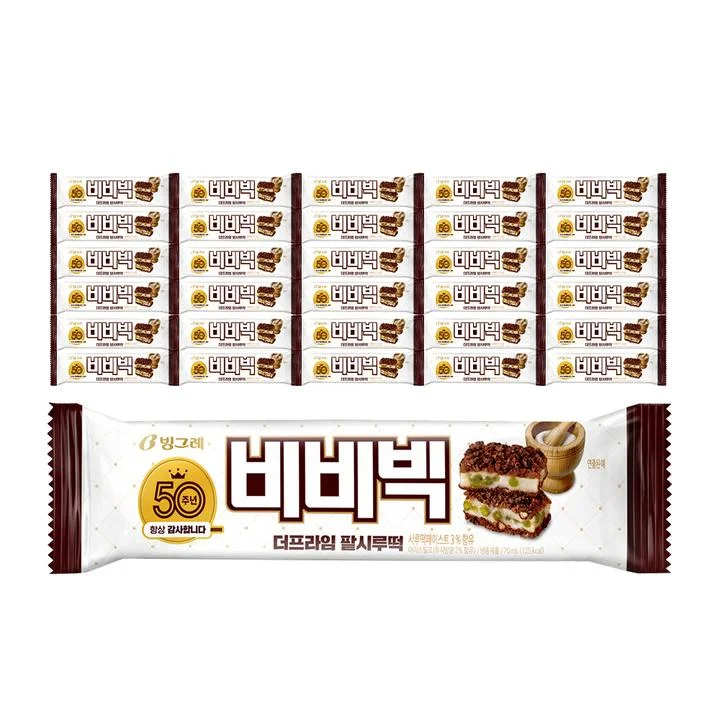 [09002] 빙그레 비비빅 팥시루떡 바 아이스크림, 70ml, 30개