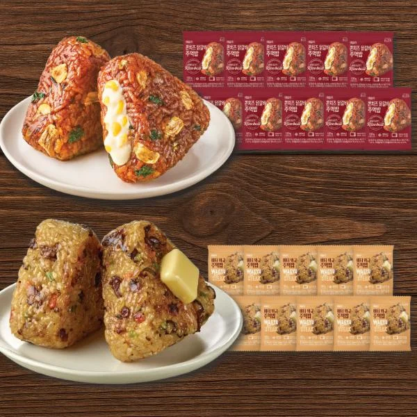 [09034] 애슐리 주먹밥, 콘치즈 닭갈비 100g 10봉 + 버터 와규 100g 10봉, 20봉