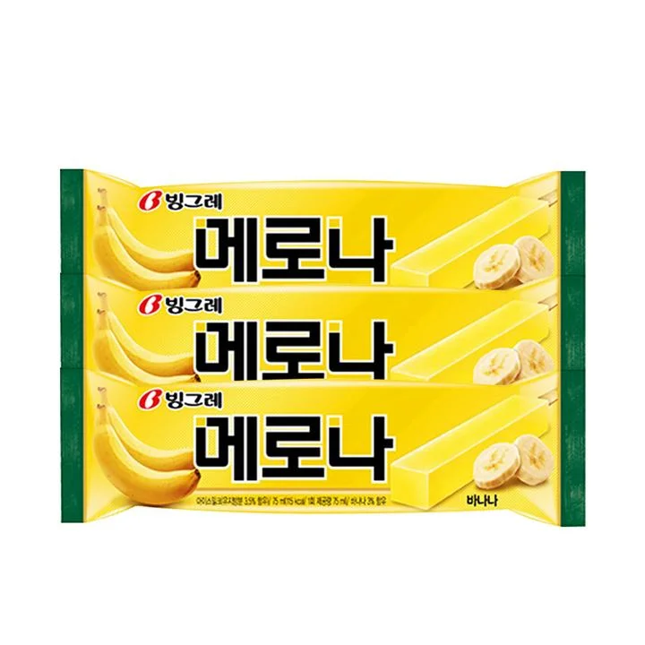 [09080] 빙그레 메로나 바나나 바 아이스크림, 바나나맛, 75ml, 30개, 1개