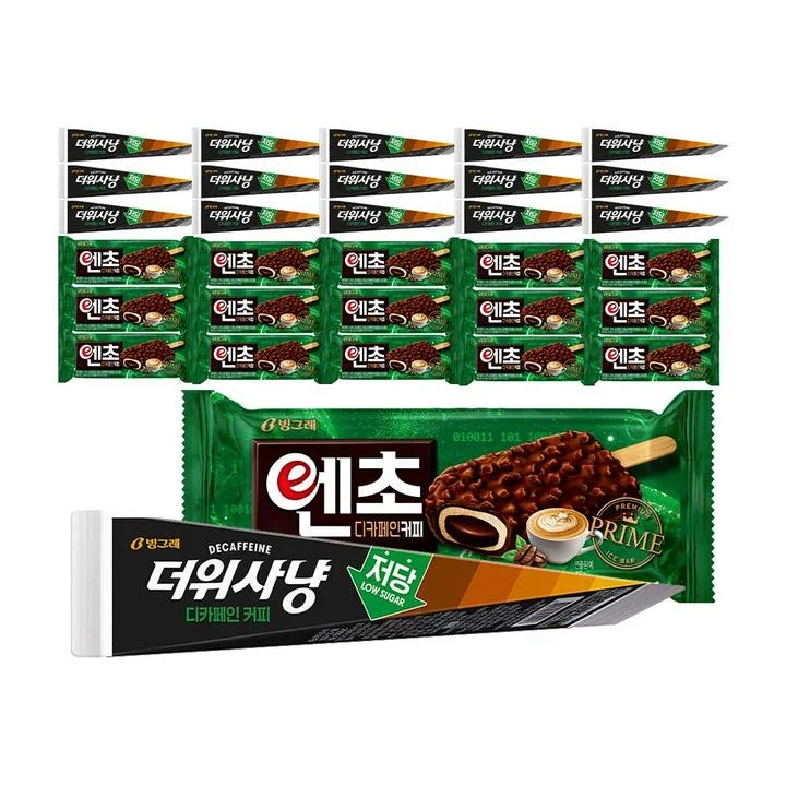 [09091] 빙그레 엔초 디카페인 아이스크림, 85ml, 15개 + 더위사냥 저당 디카페인 아이스크림, 85ml, 15개, 1세트