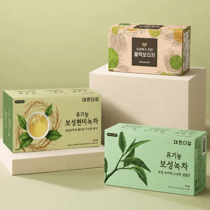 [09092] 대한다업 녹차 보리차 3종 세트, 유기농 보성녹차, 보성현미녹차, 블랙보리차, 60개