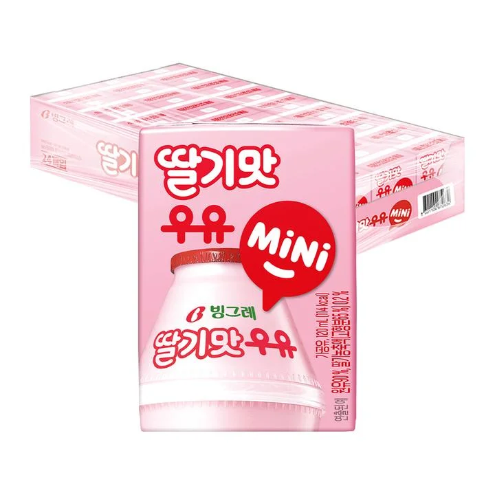 [09117] 빙그레 딸기맛 우유 미니, 멸균우유, 딸기맛, 120ml, 24팩