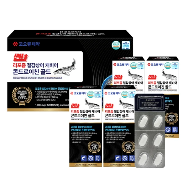 [09141] 코오롱제약 리포좀 철갑상어 캐비어 콘드로이친 골드 선물, 1,000mg, 120정, 1세트