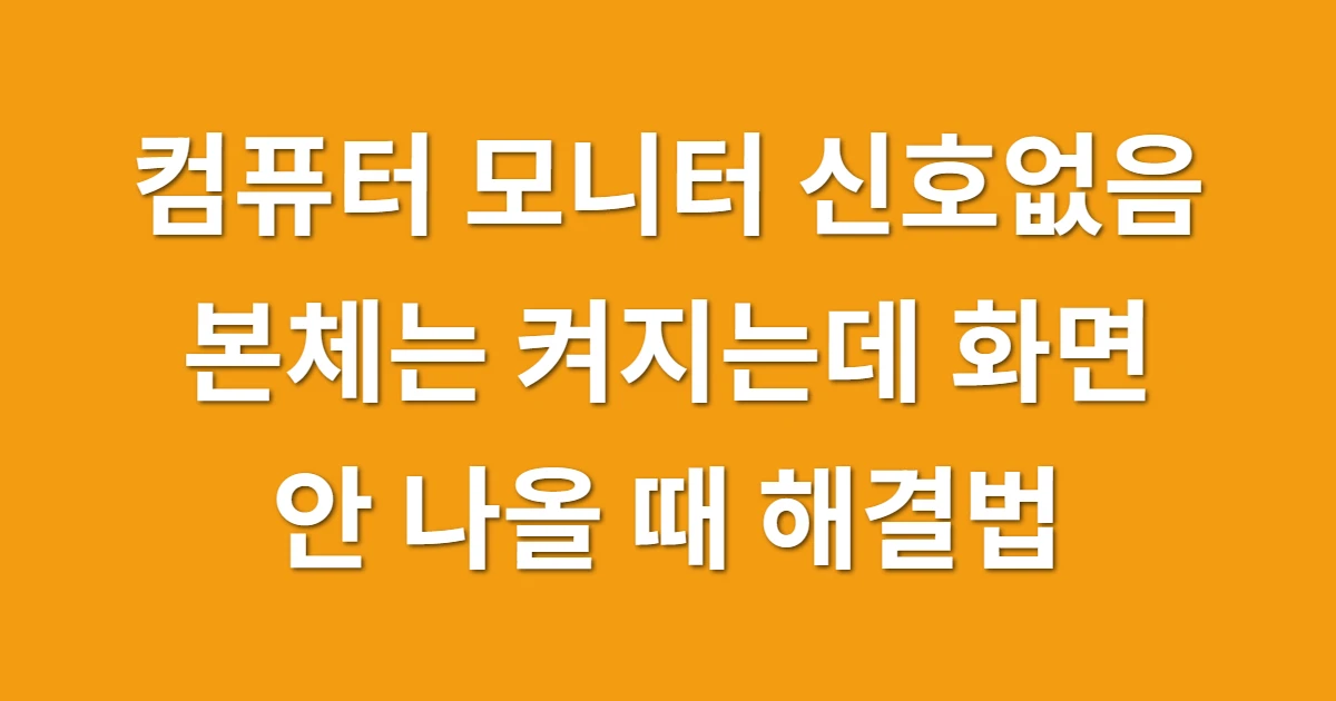 컴퓨터 모니터 신호없음, 본체는 켜지는데 화면 안 나올 때 해결법